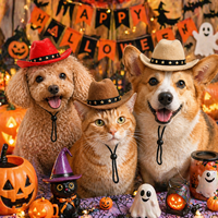 Topi Hewan Peliharaan Koboi Mini Topi Anjing Kucing Kecil Dapat Disesuaikan Kostum Pesta Natal Halloween Alat Peraga Foto Hawaii Dekorasi Retro Lucu