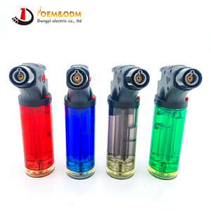 DONGYI venta al por mayor Mini encendedor de cigarros de plástico clásico antorcha de butano recargable con llama de chorro ajustable para cigarrillos uso en la cocina - Product Image 4