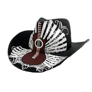 New Design Hip-Hop Style Guitar Pattern Vintage Classic American Cowboy Hat Men and Women Western Straw Cowboy Hat