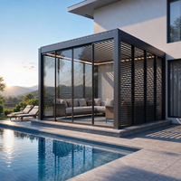 Pergola motorisée moderne en aluminium pour l'extérieur, toit à lames orientables imperméable, gazebo avec télécommande pour terrasse de luxe