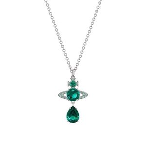 Collier Vivienne Red Pink Drop Mermaid Tears avec pendentif Saturne en zircon, bijoux pour femme pour un anniversaire - Product Image 2