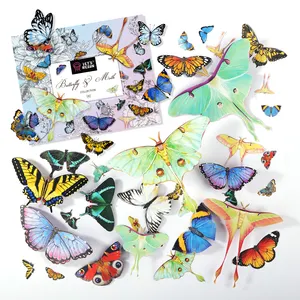 Papillon papillon réaliste en papier, 46 faux papillon double face, décoration florale vintage