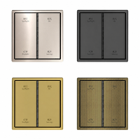 Interrupteur mural intelligent KNX 2 gangs 4 commandes, construction métallique, indice de protection IP20, télécommande, domotique pour maisons de retraite