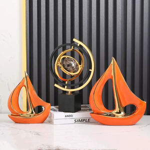 زخرفة قارب شراعي من السيراميك الفاخر البسيط الحديث، ديكور للمنزل والمكتب، زينة من البورسلين، مبيعات ساخنة بالجملة - Product Image 3