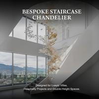 Lustre d'escalier sur mesure ANNO, luminaire suspendu pour plafond haut avec design de feuilles flottantes pour villa de luxe, hôtel
