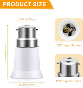 <span class=keywords><strong>B22</strong></span> à <span class=keywords><strong>E27</strong></span> <span class=keywords><strong>ampoule</strong></span> <span class=keywords><strong>adaptateur</strong></span> convertisseur douille Base support de lampe convertisseur pour LED CFL halogène ampoules lumière raccord Extender - Product Image 2