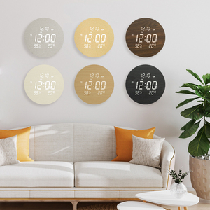 Luce uso della casa analogico lettere batteria di <span class=keywords><strong>legno</strong></span> operare all'ingrosso Led <span class=keywords><strong>cucina</strong></span> Mdf parete rotonda <span class=keywords><strong>orologio</strong></span> digitale con la temperatura - Product Image 2