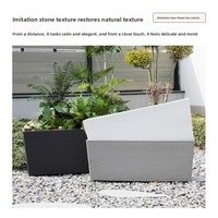 Jardinières rectangulaires en ciment, bacs à fleurs, pots à plantes, avec plusieurs trous de drainage pour cour et jardin extérieurs