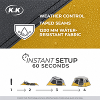 Tente familiale Kawagebo Kamp (KK) OEM résistante aux intempéries, installation instantanée et facile, pour 3 à 6 personnes, avec bâche de protection et fenêtres en maille coupe-vent