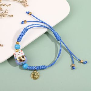 Braccialetti di gioielli di moda per gatti fortunati intrecciati a mano intrecciati a mano da donna <span class=keywords><strong>con</strong></span> ciondolo a campana - Product Image 3