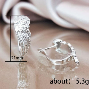 Orecchini a polsino con piuma ad ala d'angelo per donna, accessori moda minimalisti per l'uso quotidiano - Product Image 5