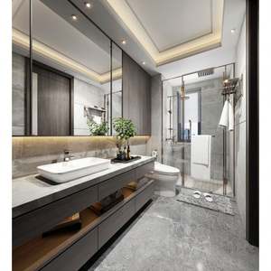 Mueble de Baño Flotante de Mármol Personalizado para Hotel, Muebles de Baño Modernos de Lujo, Mueble de Baño Flotante de Pared - Product Image 3