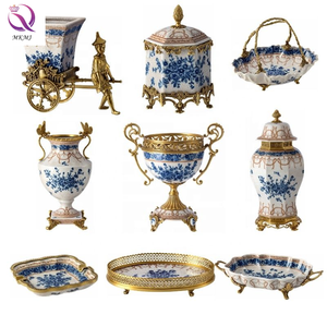 Combinación de Serie de Cerámica Creativa de Lujo Retro de Alta Gama Plato de Fruta Europeo Decoración para Sala de Estar Gabinete de <span class=keywords><strong>TV</strong></span> con Jarrones a Ambos Lados - Product Image 1