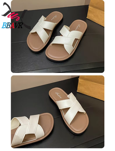 Balakon Zapatos de mujer con punta abierta de PU, impermeables, para todas las estaciones, antideslizantes, sin cordones, planos, informales, para exteriores, color blanco EVERGREEN - Product Image 2