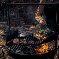 Camping grill fogão ao ar livre camping madeira queima fogueira móveis conjunto destacável metal fogueira