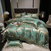 Europäisches Spitzen-Satin-Jacquard-Vierteiliges Set Luxuriöses Gewaschenes Seiden-Bettlaken und Bettbezug