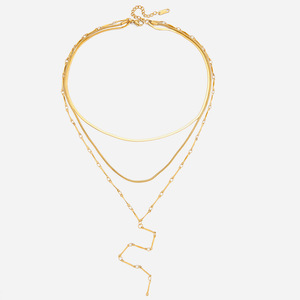 Collier géométrique superposé en acier inoxydable 18K, chaîne en Y, bijoux de mode pour les loisirs - Product Image 1