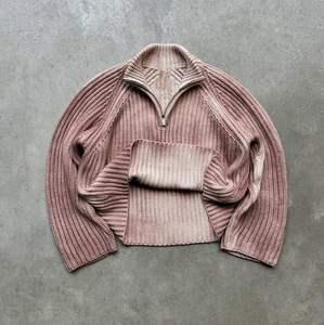 Pull Homme Streetwear à Demi-Zip en Tricot Côtelé Vintage Délavé à l'Acide avec Logo Personnalisé pour Fabricants - Product Image 5