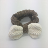 Mignon Bandeau Coréen en Tissu Éponge avec Nœud pour Femme, Accessoire Capillaire Doux et Moelleux pour Spa, Lavage du Visage et Soins de la Peau