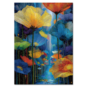 Puzzle en bois Floral Dreamscape, magnifique puzzle artistique aux formes uniques, artisanat DIY, décoration de la maison, cadeau en bois de qualité supérieure - Product Image 1