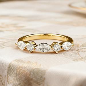 Lüks Kadın 925 Ayar Gümüş Armut Kesim Zirkon Alyans Su Geçirmez Nişan Söz Yüzüğü Tenis Yüzüğü Takı Toptan Satış - Product Image 3