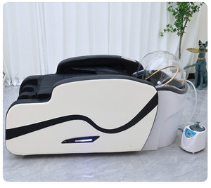 Lit de lavage capillaire moderne en céramique avec bac de lavage intégré, dossier électrique et circulation d'eau et vapeur - Product Image 1