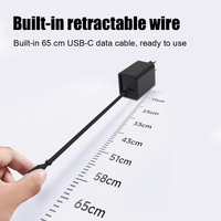 Cargador Rápido Tipo C PD de 65 W con Cable Retráctil de Carga Rápida USB C, Adaptador de Cargador de Pared GAN de 65 W PD para Teléfono y Portátil