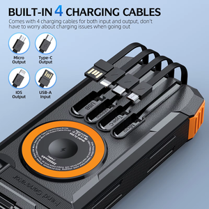 Banco de Energía Solar de 20000mAh, Carga Rápida de 22.5W, Cargador Inalámbrico Magnético de 15W, <span class=keywords><strong>Fuente</strong></span> de Energía Portátil para Exteriores con Cables Integrados - Product Image 5