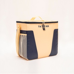 <b>Large</b> Capacity Beige and Blue Insulated Lunch Tote <b>Bag</b> Waterproof Thermal Cooler <b>Bag</b> for Picnic Food Delivery and Travel. - Product Image 2