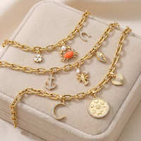 Bracelet tendance personnalisé EDGE avec chaîne dorée, breloque zodiacale et breloque lune cœur en strass, bijoux de mode pour femme