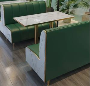 Barato al por <span class=keywords><strong>mayor</strong></span> comercial Arce verde pu cuero dorado mesa y silla Cafetería Restaurante muebles café sofás cabina asientos - Product Image 5