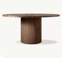 Table à manger ronde en chêne RH BYRON EMPERADOR, luxe, imperméable, 6 places, restaurant, hôtel, villa, mobilier de salle à manger en marbre