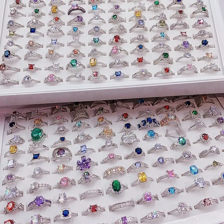 Groothandel 100 Pcs Bulk Designer Ring High-End Sieraden Kleurrijke Zirkoon Trouwringen Voor Vrouwen Fijne Sieraden Ring