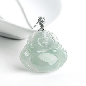 Colgante de Jadeíta Natural de Myanmar con Buda, Incrustaciones de Plata S925, Estilo Chino, Accesorio Femenino, con Certificado de Tasación D094 - Product Image 2