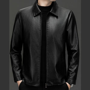 เสื้อแจ็คเก็ตหนังลำลองผู้ชายสไตล์เกาหลีรุ่นใหม่ปี 2025 ทรงสลิมทันสมัยสำหรับวัยรุ่น ใส่ได้ทั้งฤดูใบไม้ผลิและฤดูใบไม้ร่วง ดีไซน์แบบมอเตอร์ไซค์ แฟชั่นทันสมัย สวมใส่สบาย - Product Image 3