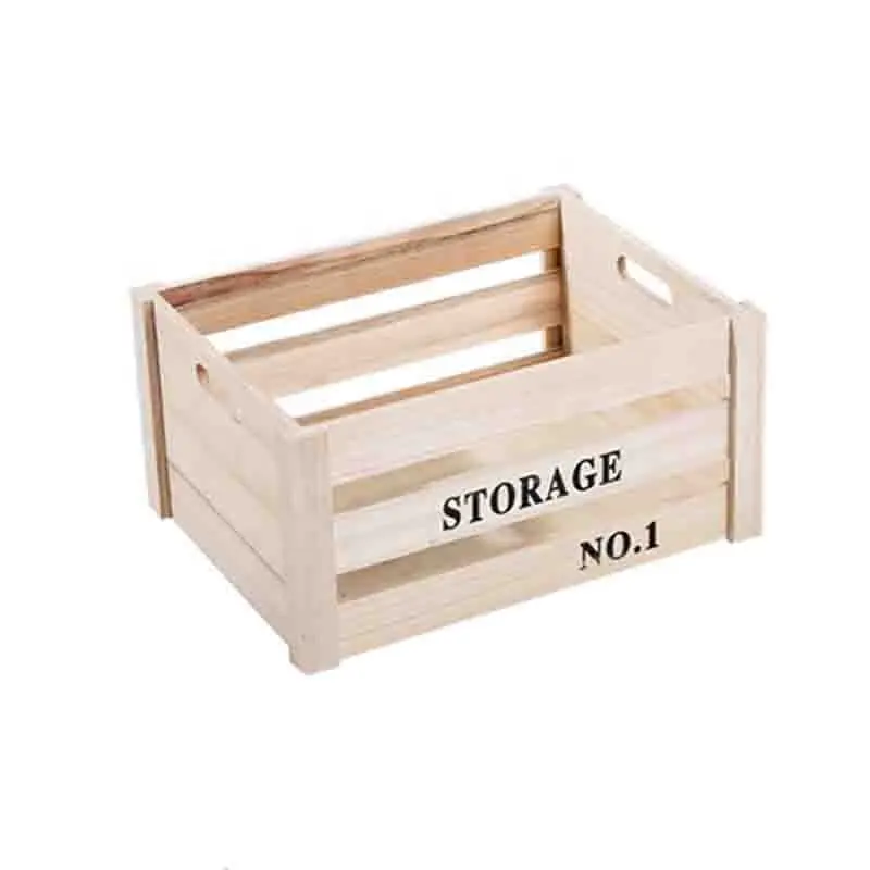 Household Decorative Wooden Storage Crate Natural Large Sundries Book Wood Crate