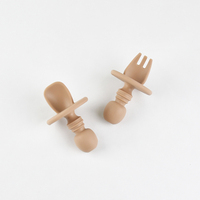 Ensemble de vaisselle de dressage personnalisé pour bébés Cuillère fourchette en silicone de qualité alimentaire avec design sphérique pour repas, alimentation et cuisine