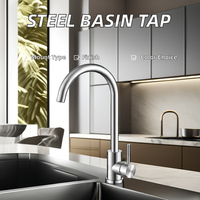 Robinet de cuisine monocommande en acier inoxydable 304 au design moderne, à montage monotrou, avec débit contrôlé