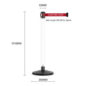 LED-beleuchtete transparente Absperrpfosten aus Kunststoff mit einziehbarem Gurtband für Personenleitungen - Product Image 2