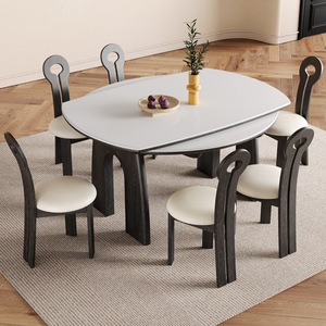 Ancient Coin <b>Dining</b> <b>Table</b> <b>Round</b> Extendable <b>Solid</b> <b>Wood</b> Modern Minimalist Design For Home <b>Dining</b> Room - Product Image 2