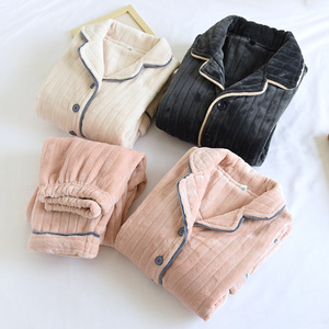 2025 Winter Couple Long Sleeve Button-Down Homewear Thick Warm Flannel Pajama <strong>Sets</strong> for <strong>Men</strong> Sleepwear <strong>Pyjamas</strong> Suit - Product Image 2