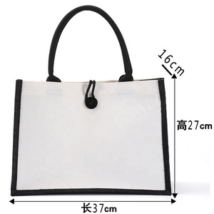 Sac fourre-tout en <span class=keywords><strong>toile</strong></span> <span class=keywords><strong>de</strong></span> <span class=keywords><strong>Jute</strong></span> <span class=keywords><strong>de</strong></span> haute qualité, uni, noir, réutilisable, pour épicerie, eco shopping - Product Image 3
