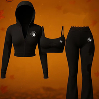 2025 automne femmes Logo Fitness à capuche ensemble grande fille amical école étudiant Yoga vêtements deux pièces combinaison