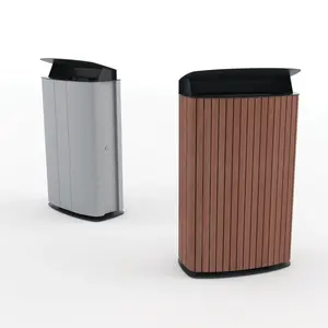 Poubelle de recyclage en bois à la mode poubelle extérieure de grande capacité poubelle en métal à vendre petite poubelle