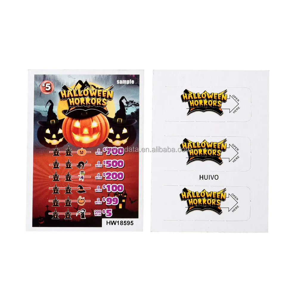 Três Windows Pull Tab Bilhetes Jogos Bingo Pull Tab Cartões Custom Instants Loteria Bilhetes