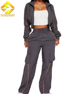 Herbst Winter <span class=keywords><strong>2</strong></span>-Teiliges Set für Sportlerinnen Y2K Kleidung Neuerscheinung Damen Trainingsanzug mit Individuellem Logo Bestickt - Product Image 3