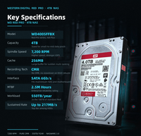 Disque dur interne NAS WD Red Pro WD4005EFPX 4 To 7200 tr/min SATA 6 Gbit/s 256 Mo 3,5 pouces