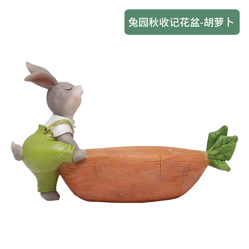 Maceta de zanahoria con diseño de conejo, cosecha de otoño para jardín.