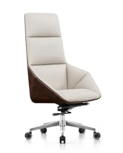 Zitai Wood Shell White Luxury High Back Swivel Executive Classic Leather Office Chair For Manager