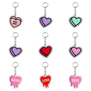 Porte-clés personnalisé en forme de cœur rose en acrylique scintillant, cadeaux de la Saint-Valentin, breloques en forme de cœur rouge - Product Image 3